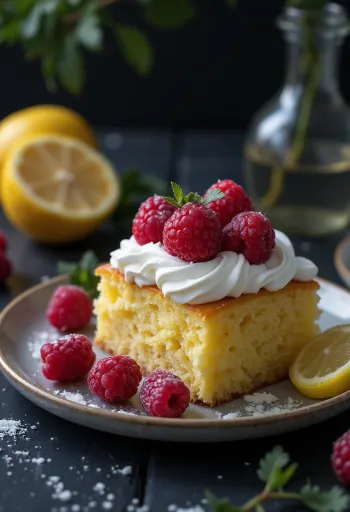 Citroen-frambozentaart met vers fruit