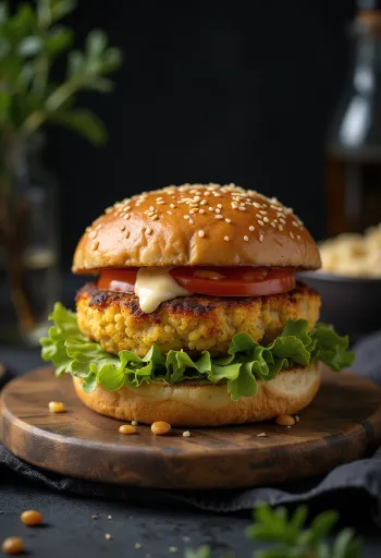 Vegan bloemkoolburger geserveerd