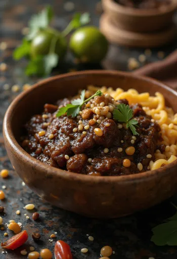 Mole poblano geserveerd met kip en rijst