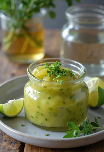 Limoen-tequila chutney met dragon geserveerd