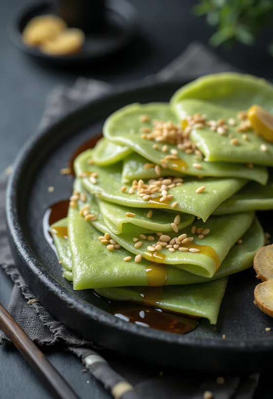 Wasabi pannenkoeken geserveerd