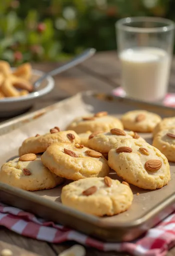 Geserveerde amandelkoekjes op een schaal