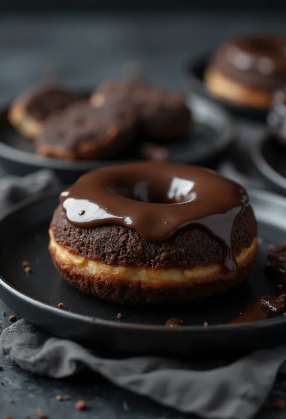 Mud Doughnut geserveerd met chocolade