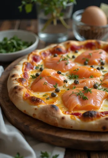 Deense stijl pizza met gerookte zalm