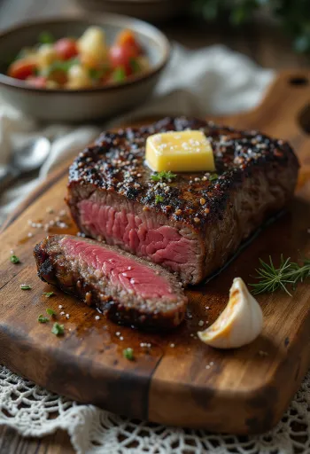 Kudu steak geserveerd met citroenpartjes en groenten