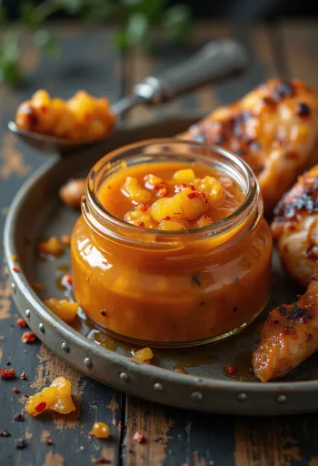 Geserveerde pittige BBQ-marinade met ananas