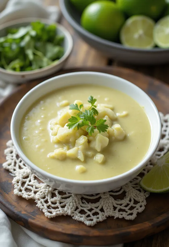 Currysaus met kokosmelk en limoen geserveerd in een kom