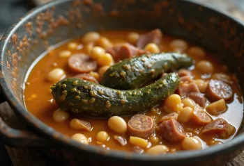 Dobradinha met laurier, geserveerd met gerookt vlees en bonen