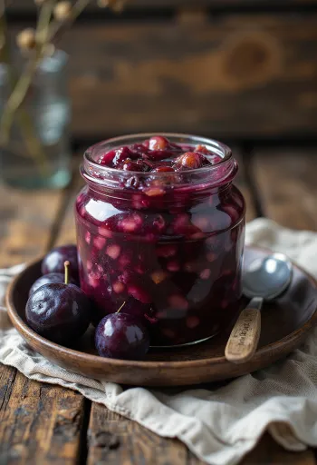 Zoetzure pruimenchutney met kaneel geserveerd