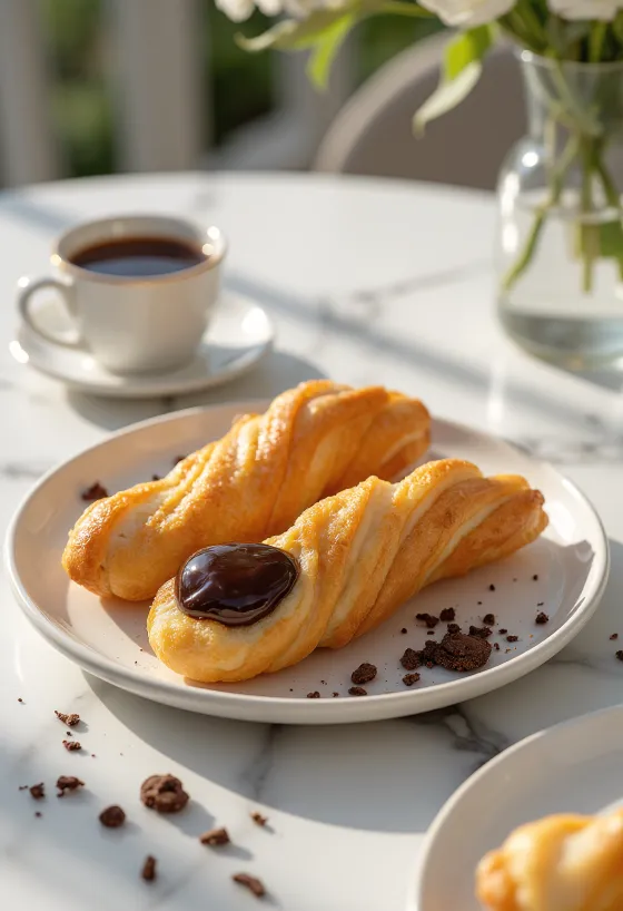 Tulumba met chocolade bedekt, goudbruin gebakken zoetigheid