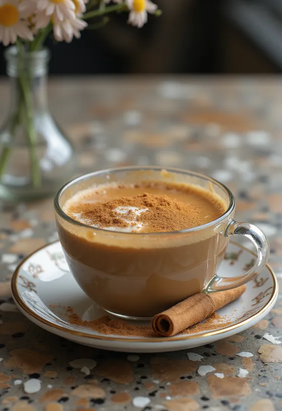 Honing-karamel thee geserveerd