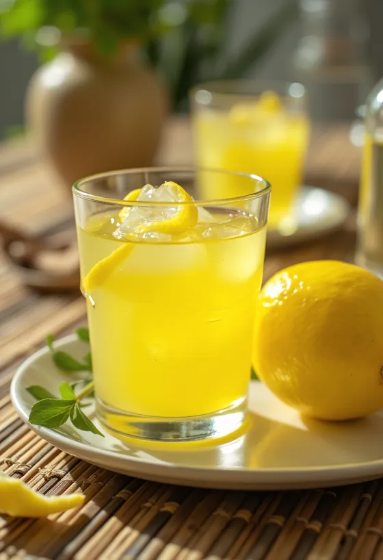Citroenlikeur geserveerd in een fles