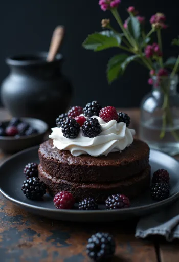 Chocolade-bramentarta met vers fruit
