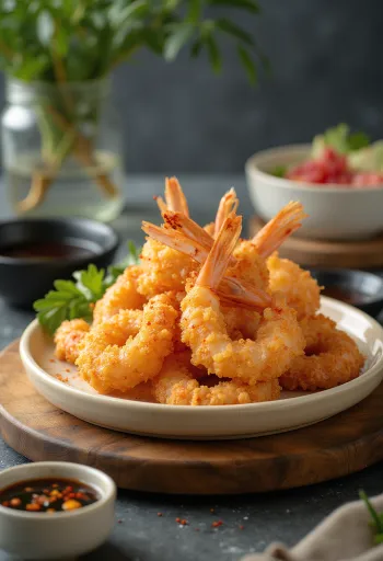 Ebi fry shichimi togarashi, knapperige garnalen met citroen en shichimi togarashi kruiden