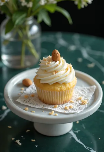 Raffaello cupcakes geserveerd