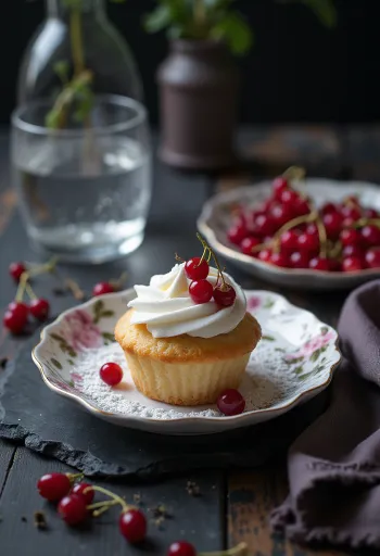 Aalbessencupcakes geserveerd