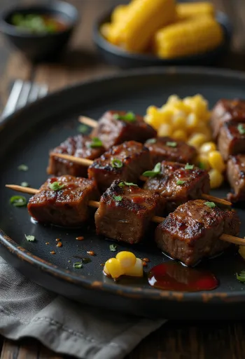 Anticuchos Peruaanse runderspiesen geserveerd