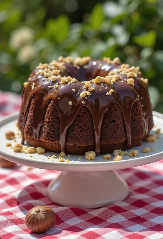Chocolade-hazelnoottruffeltaart geserveerd in punten