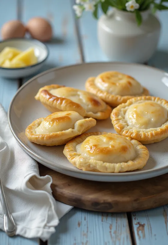 Karjalanpiirakka met rijstpudding, goudbruin, knapperig deeg, met mooi verdeelde vulling