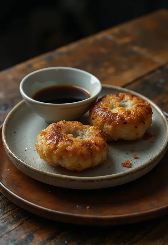 Pempek kulit, visvariaties met vissenhuid, knapperig gebakken op een bord