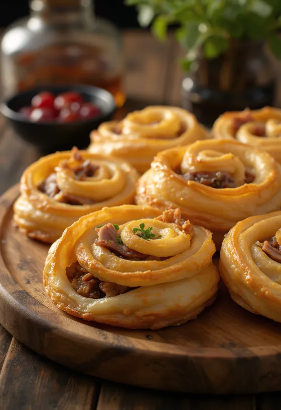Krokante burek met eend geserveerd