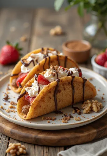 Dessert taco geserveerd