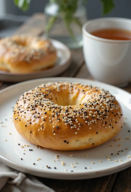 Vers gebakken bagels met maanzaad en vanille