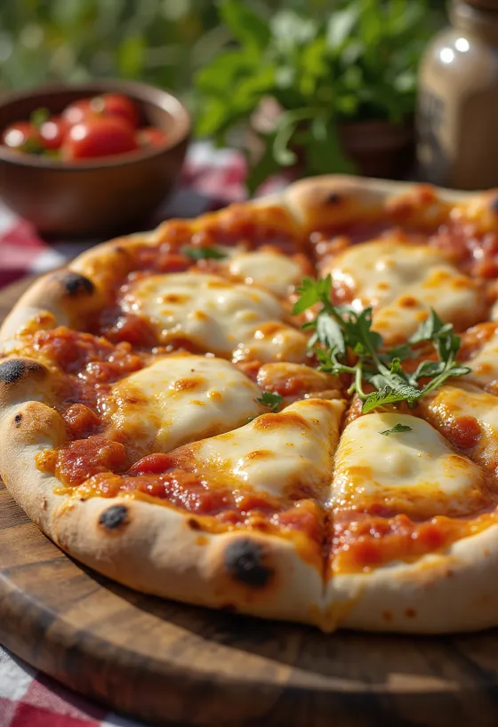Turkmeense stijl pizza geserveerd met lokale tomatensaus