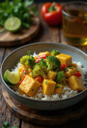 Groentecurry met tofu en rijst