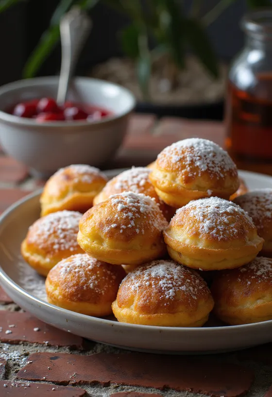 Aebelskiver Deense ronde pannenkoekjes vers gebakken