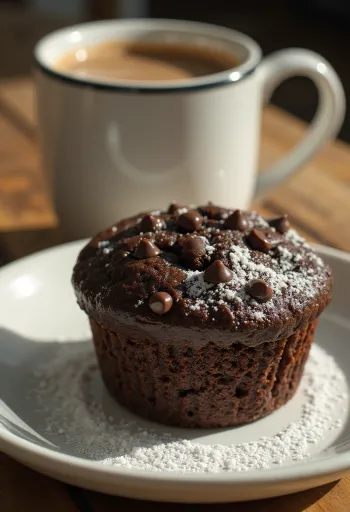 Muffins met stukjes chocolade geserveerd op een bord