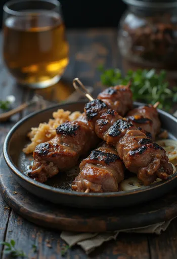 Rundvleeskebab, geserveerd in pita met verse peterselie en yoghurtsaus