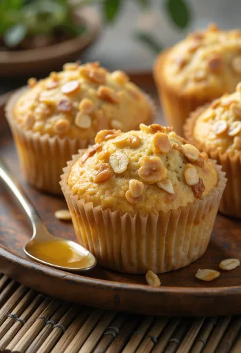 Geserveerde honing-havermoutmuffins