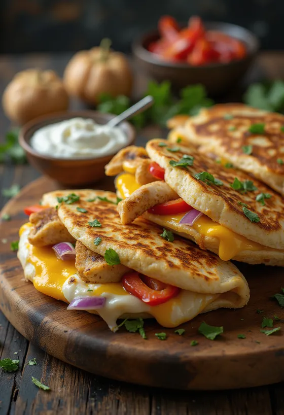Quesadilla met kip vers geserveerd
