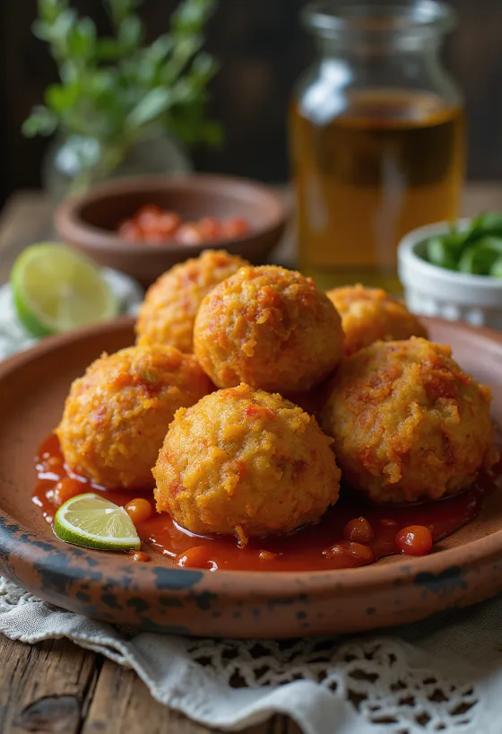 Acarajé met pikante pepers, knapperig Braziliaans gerecht