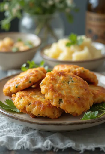 Huisgemaakte kipgehaktballetjes geserveerd met verse groenten.