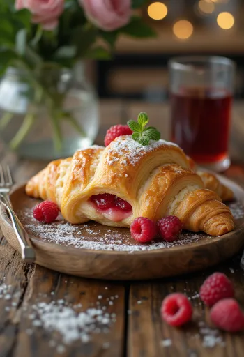 Croissants met frambozen geserveerd