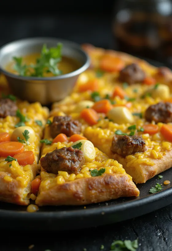 Oezbeekse stijl rijstpizza
