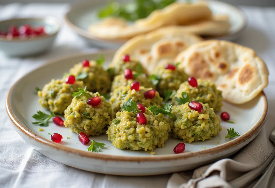 Pkhali bolletjes van kool met granaatappelpitjes