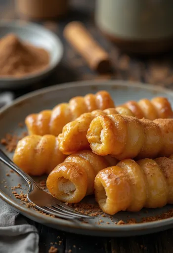 Tulumba met kaneel, knapperige zoetigheid bestrooid met kaneelsuiker