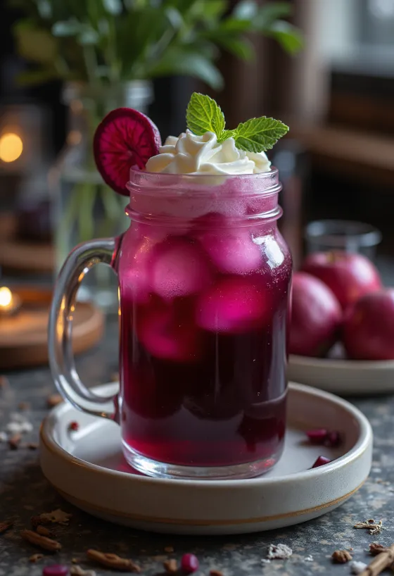 Biet-appel cider geserveerd in een glas