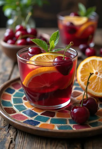 Kruidige kersenbowl in een glas