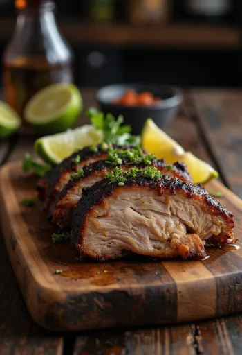 Jerk pork geserveerd met rijst en bonen