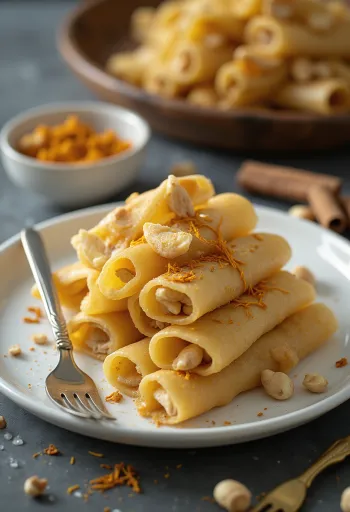 Patishapta met cashewnoten, rijk Indiaas dessert met notenvulling