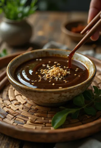 Sesam-gember-limesaus geserveerd