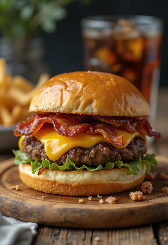 Bacon burger geserveerd