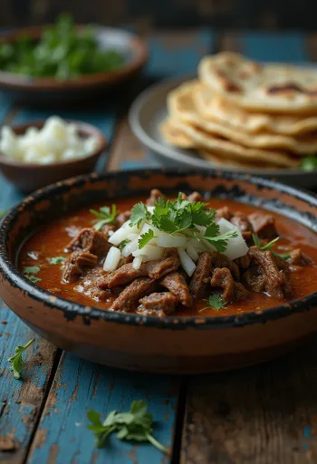 Barbacoa Mexicaans langzaam gegaard vlees in tortilla geserveerd