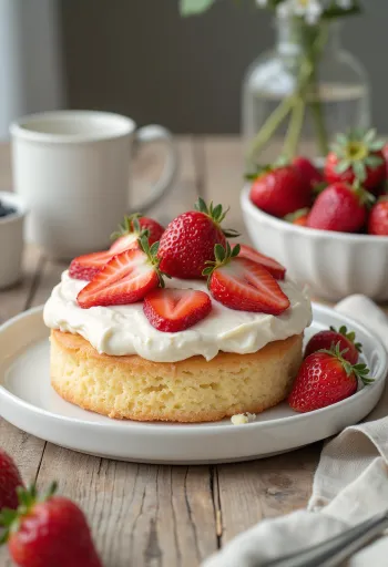 Aardbeien-mascarponetaart elegant geserveerd