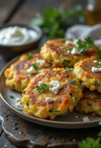 Kolokithokeftedes met wortel, knapperige kroketjes geserveerd