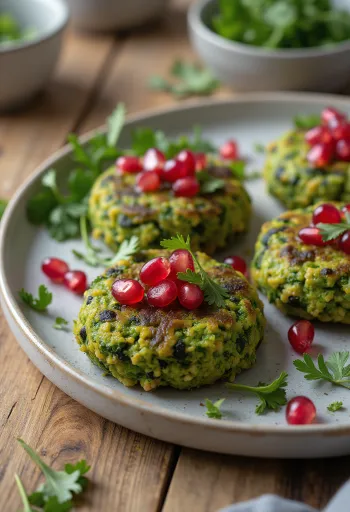 Pkhali met granaatappelpitjes, groente en kruidig Georgisch gerecht geserveerd